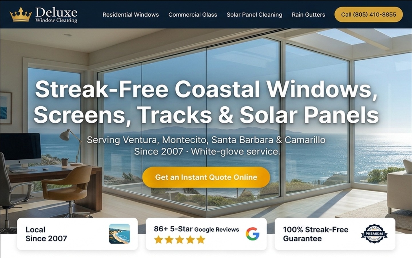 Proposed Deluxe Window Cleaning homepage preview